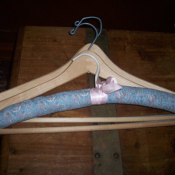 Vintage Lot of Three Wooden Hangers Pants Trousers Slacks Suit Coat Locking Bar - Picture 1 of 5